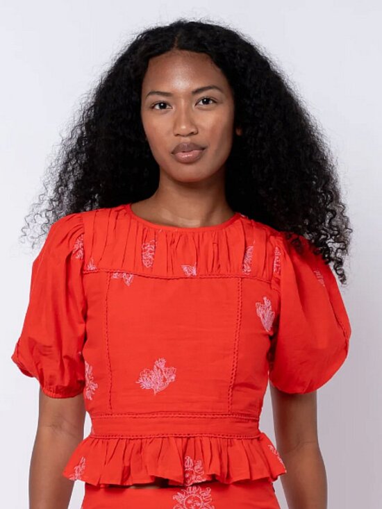 Ciebon Tops - NWT Ciebon Allisa Embroidered Cotton Peplum Top Size Large
